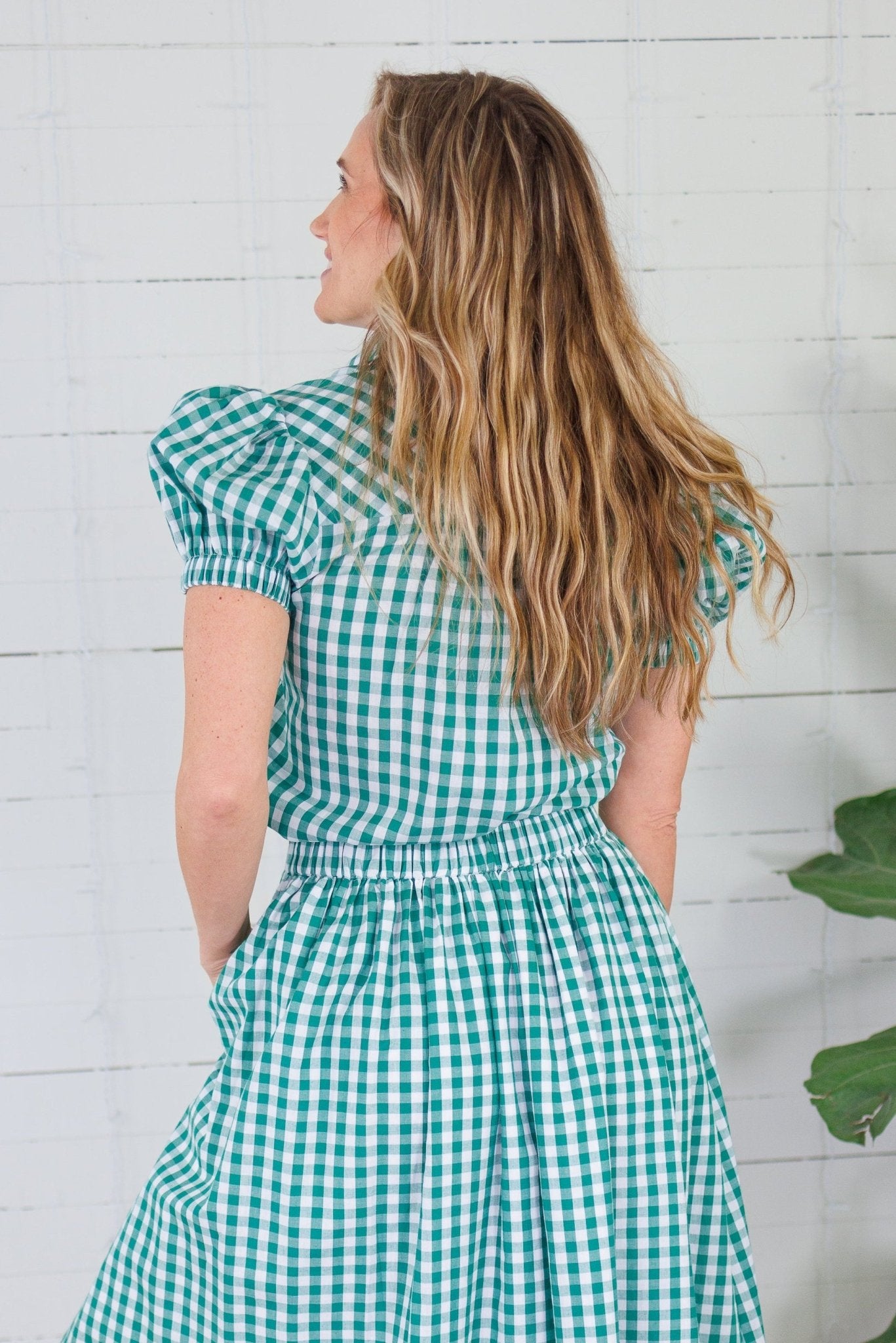 Greta Green Gingham Button Shirt PINCH