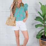 Greta Green Gingham Button Shirt PINCH
