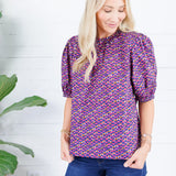 Greta Pink + Navy Geometric Top Pinch