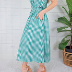 Gretchen Green Gingham Button Maxi Skirt Pinch