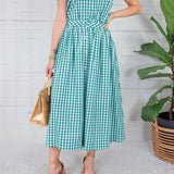 Gretchen Green Gingham Button Maxi Skirt Pinch