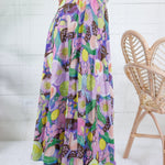 Grover Pink Floral Elastic Maxi Skirt GLAM