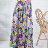 Grover Pink Floral Elastic Maxi Skirt GLAM