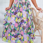 Grover Pink Floral Elastic Maxi Skirt GLAM