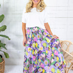 Grover Pink Floral Elastic Maxi Skirt GLAM