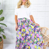 Grover Pink Floral Elastic Maxi Skirt GLAM