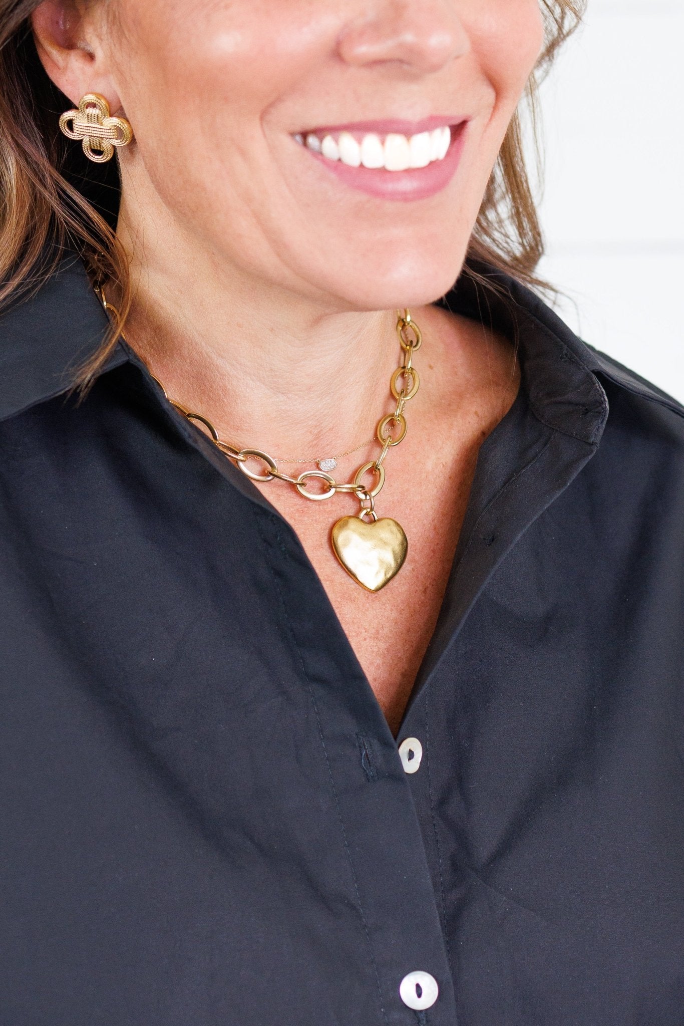 Hammered Heart Chain Necklace
