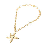 Hammered Metal Starfish + Chunky Chain Necklace - A3 Accessories - Jewelry - Clover + Bee
