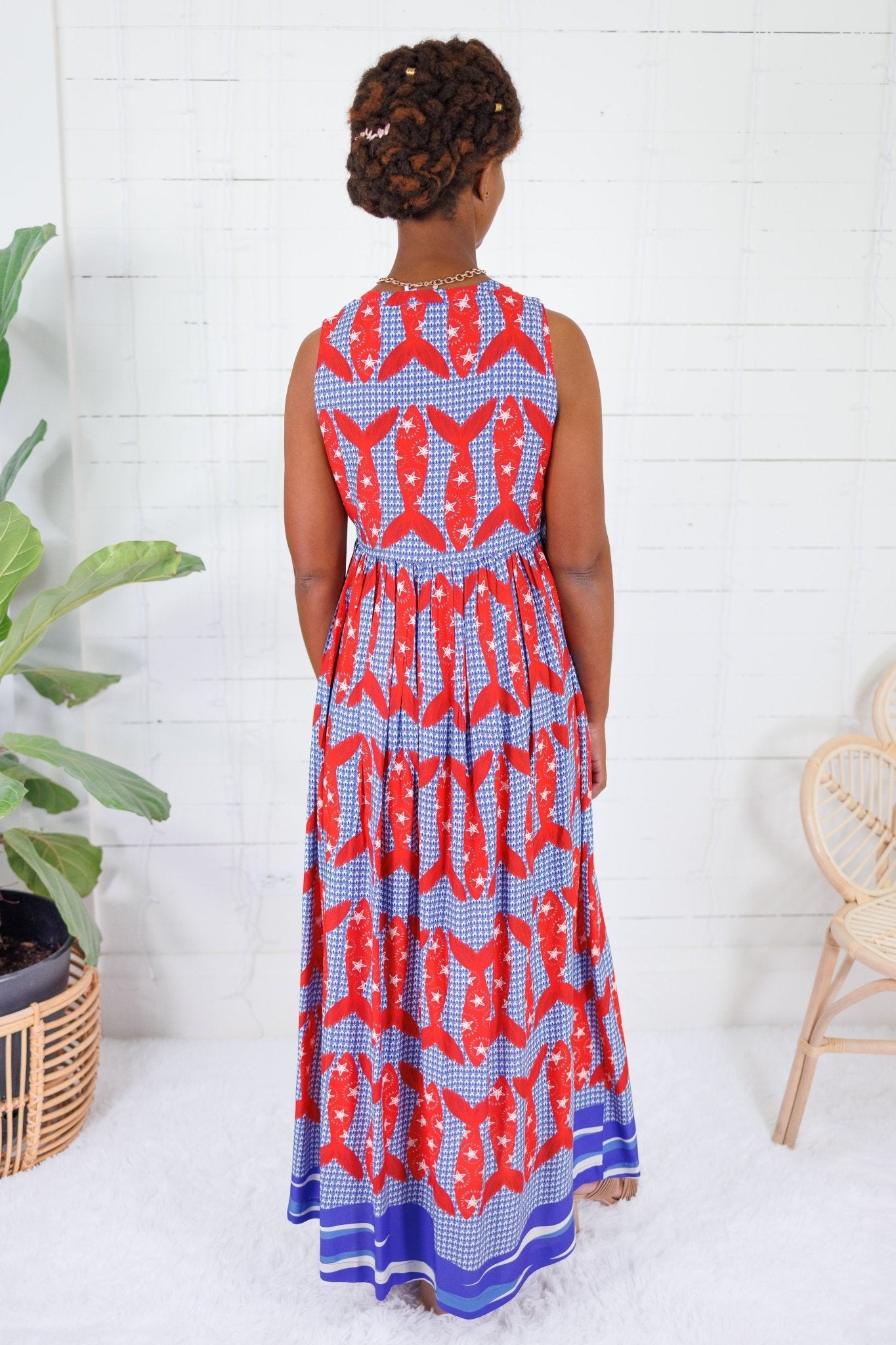 Harbor Catch Bright Red Maxi Dress Briton Court