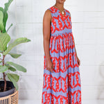Harbor Catch Bright Red Maxi Dress Briton Court