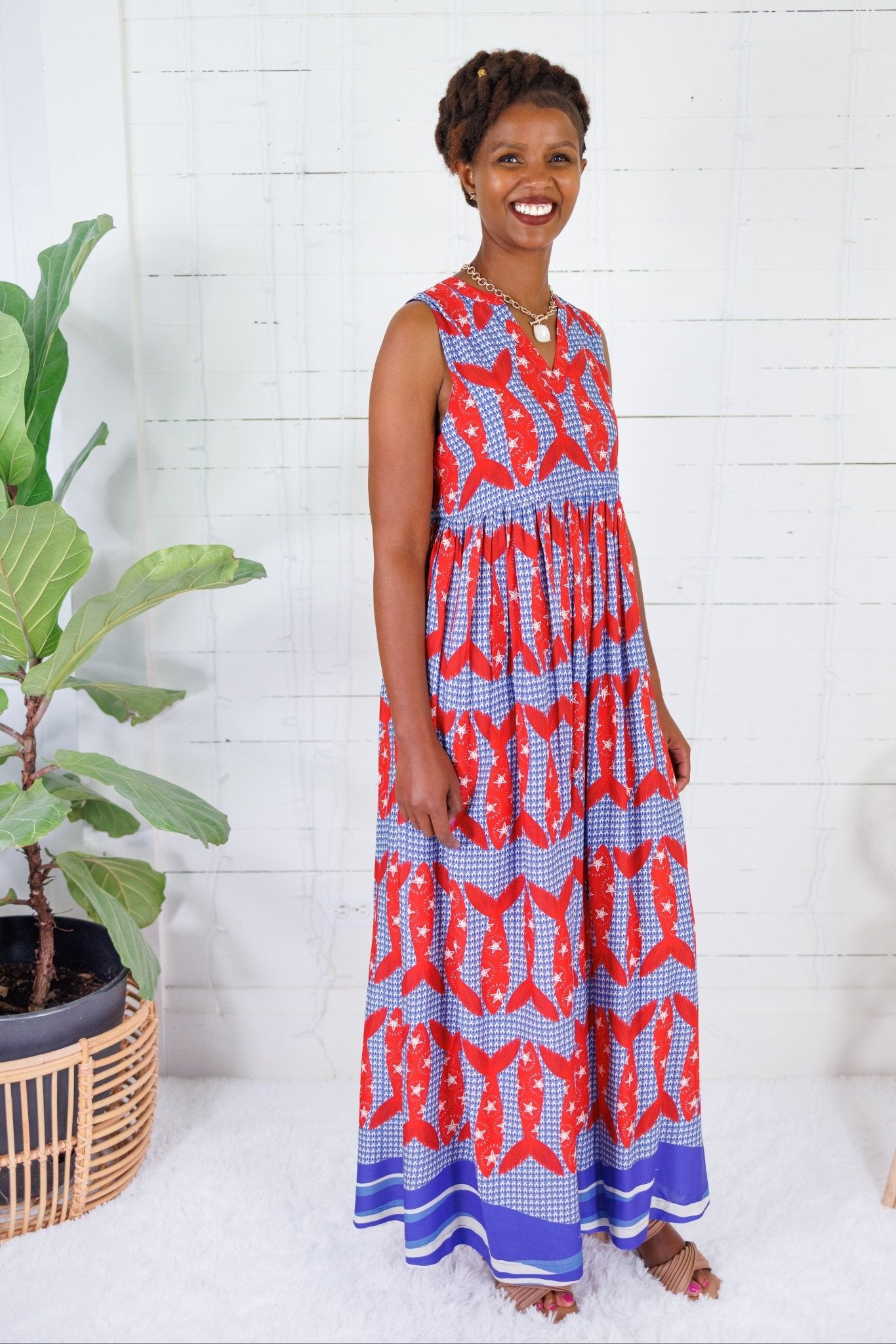 Harbor Catch Bright Red Maxi Dress Briton Court