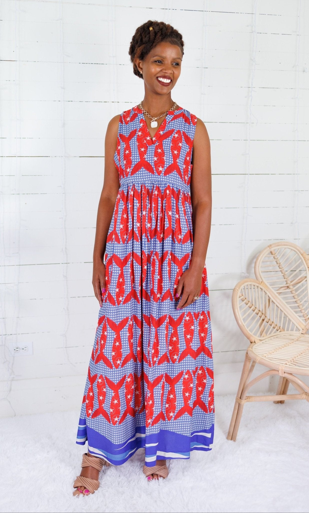 Harbor Catch Bright Red Maxi Dress Briton Court