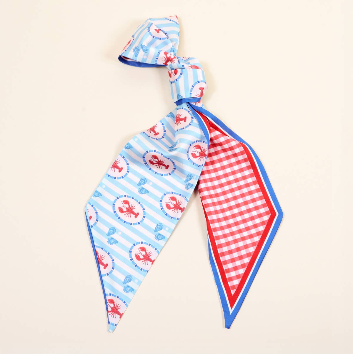 Scarf with lobsters on it