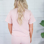 Harper Pink + Ecru Stripe Tee Things Between