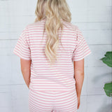 Harper Pink + Ecru Stripe Tee Things Between