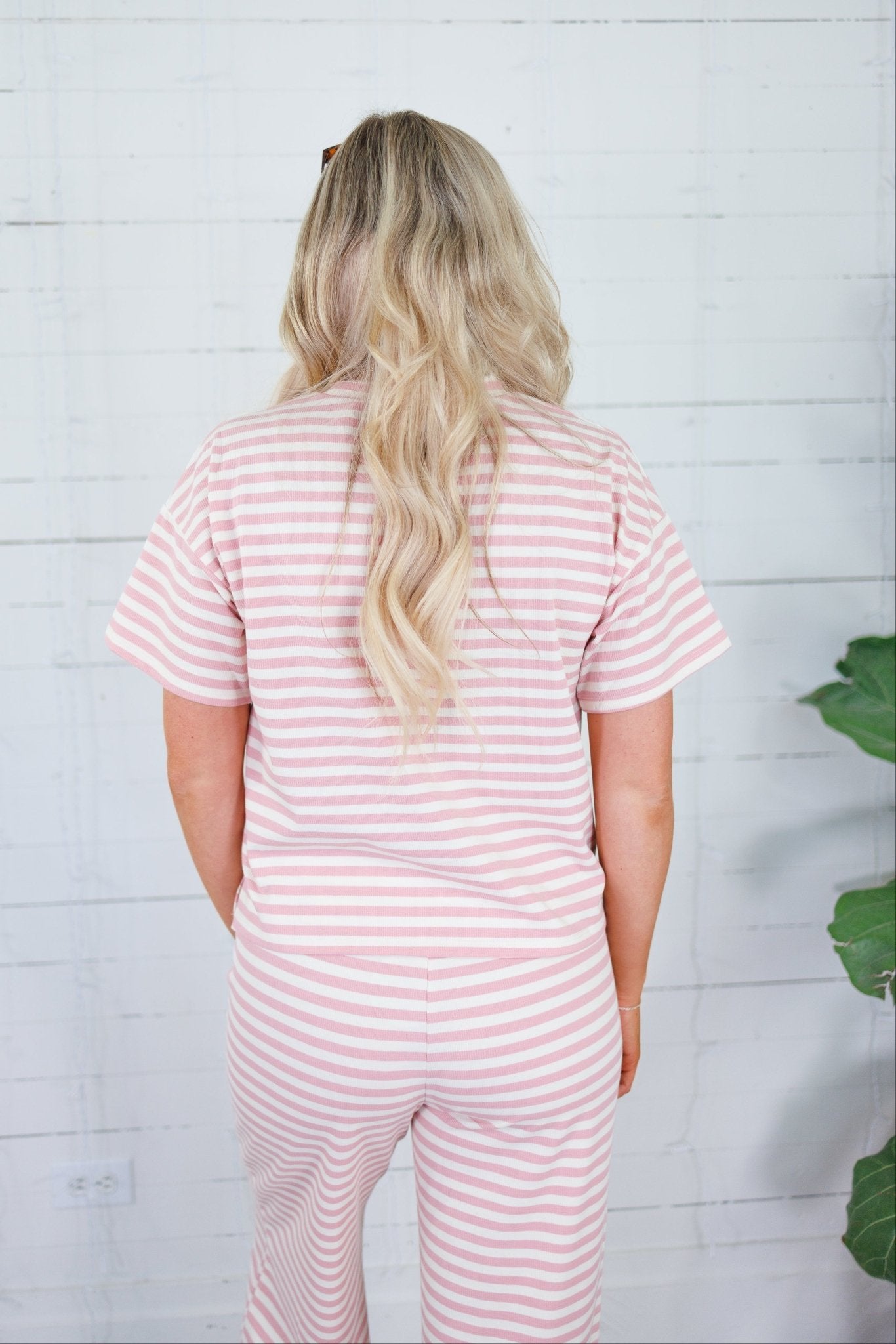 Harper Pink + Ecru Stripe Tee Things Between