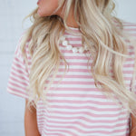 Harper Pink + Ecru Stripe Tee Things Between