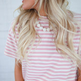 Harper Pink + Ecru Stripe Tee Things Between