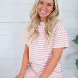 Harper Pink + Ecru Stripe Tee Things Between