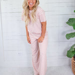 Harper Pink + Ecru Stripe Tee Things Between