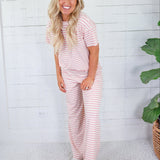 Harper Pink + Ecru Stripe Tee Things Between