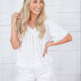 Harris White Smock Detail Top Voy 