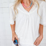 Harris White Smock Detail Top Voy 