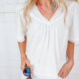 Harris White Smock Detail Top Voy 