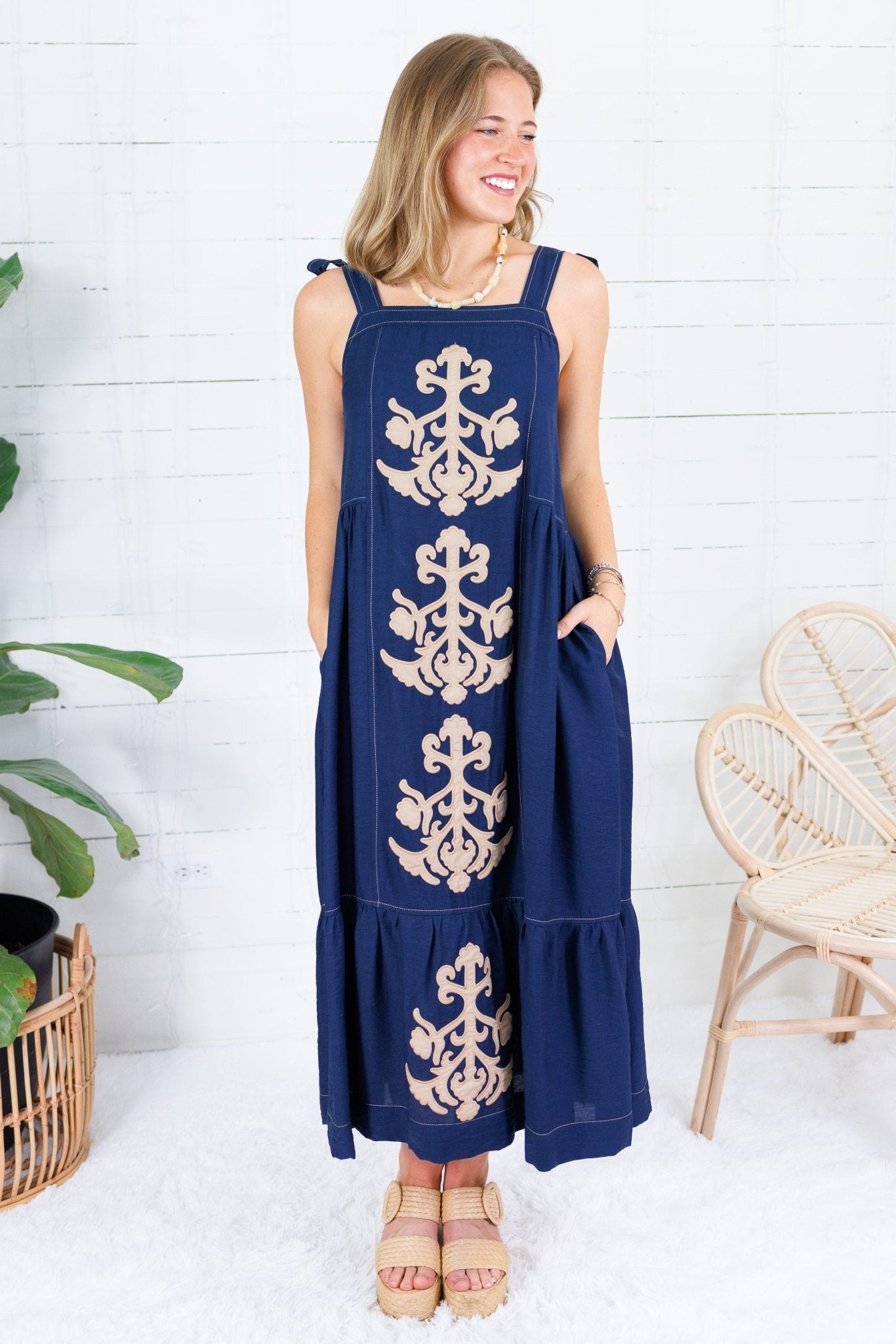 Harvey Navy Medallions Maxi Dress Entro