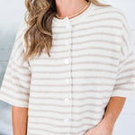 Henderson Ecru + Latte Striped Cardigan Entro
