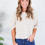 Henderson Ecru + Latte Striped Cardigan Entro