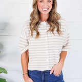 Henderson Ecru + Latte Striped Cardigan Entro