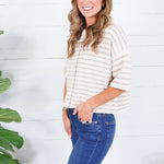 Henderson Ecru + Latte Striped Cardigan Entro