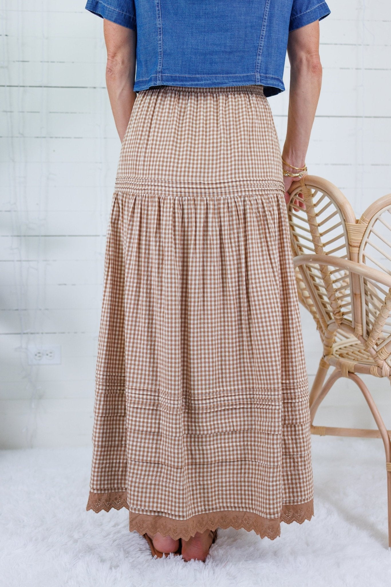 Hendricks Cocoa Gingham Maxi Skirt Karlie 