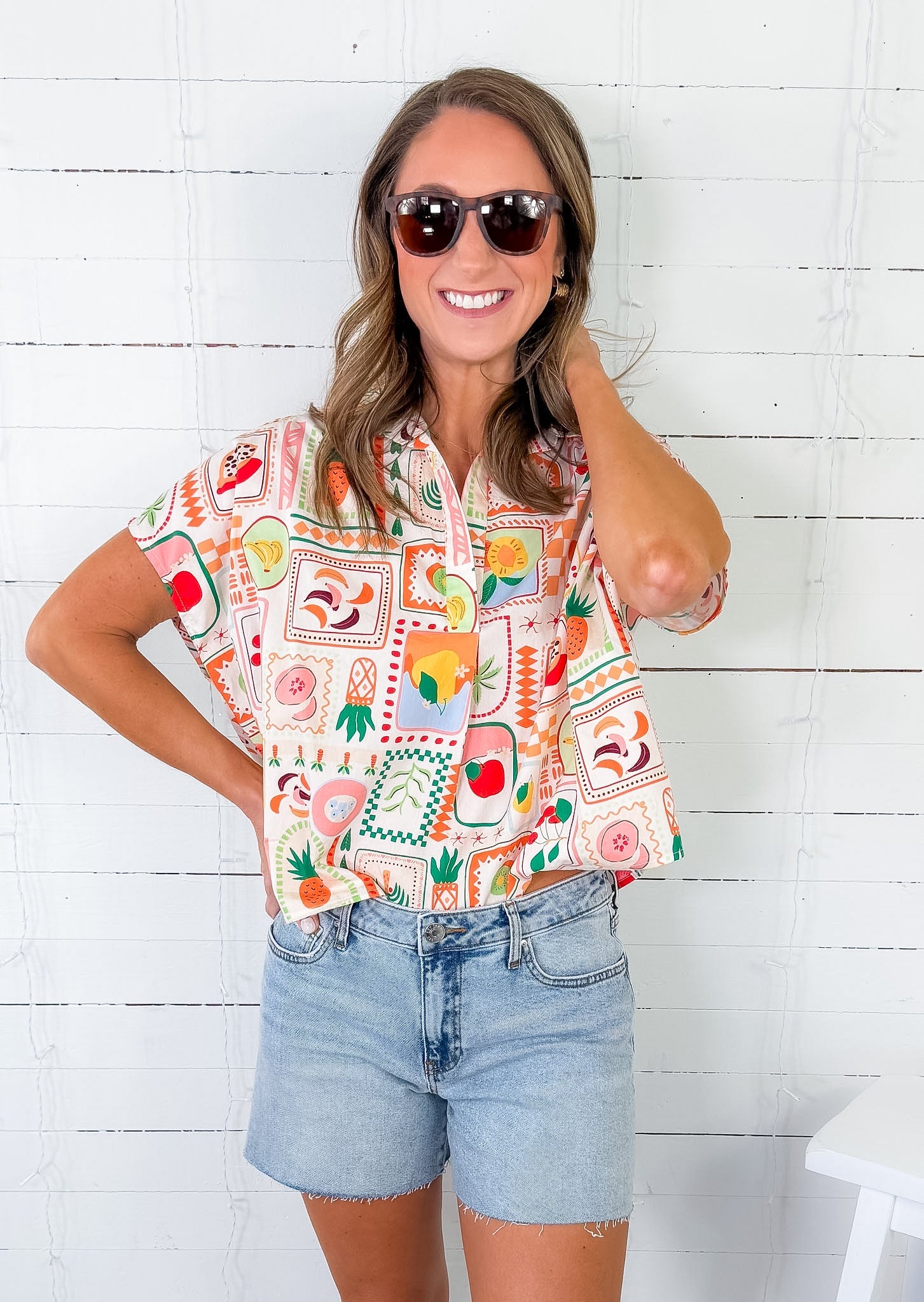 Henry Fruit Basket Button Top Karlie