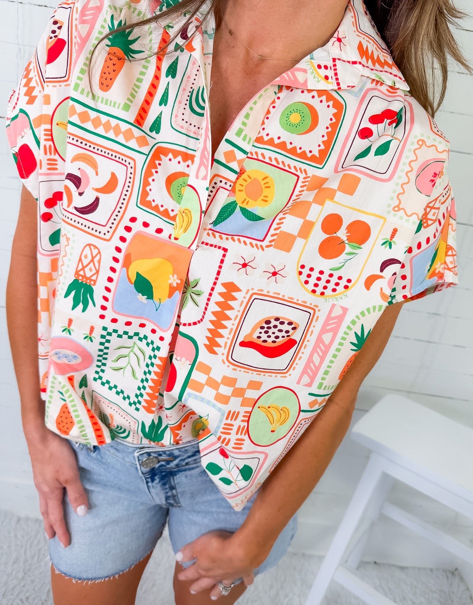 Henry Fruit Basket Button Top Karlie