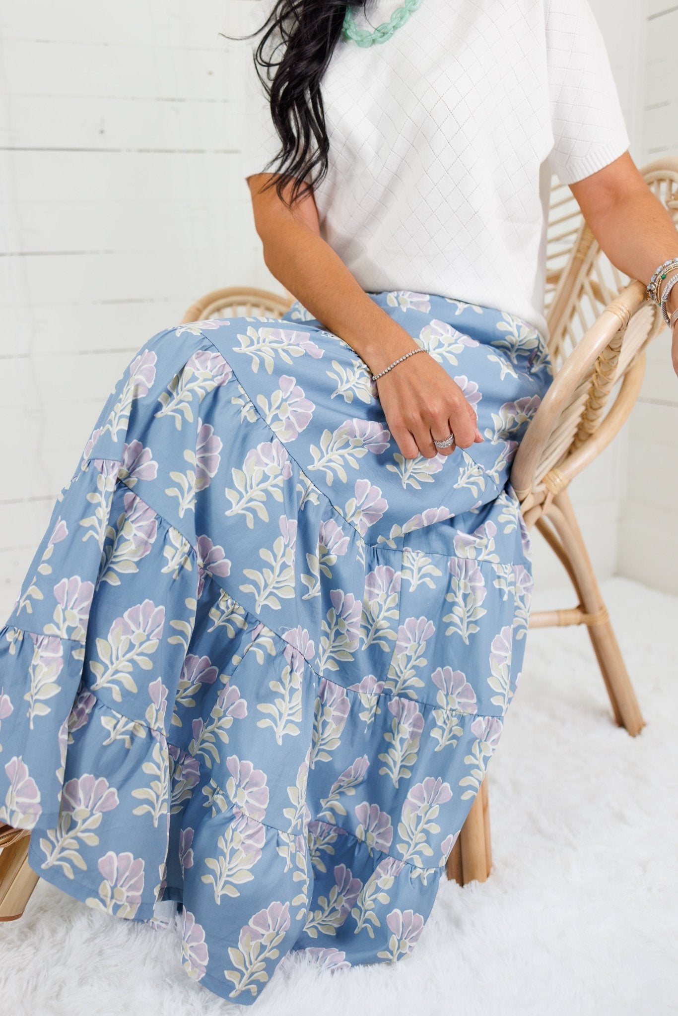 Herald Blue Floral Maxi Skirt TCEC