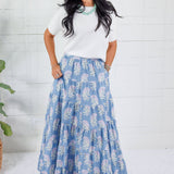 Herald Blue Floral Maxi Skirt TCEC