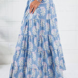 Herald Blue Floral Maxi Skirt TCEC