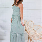 Hinson Green Striped Tiered Maxi Dress THML
