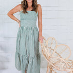 Hinson Green Striped Tiered Maxi Dress THML