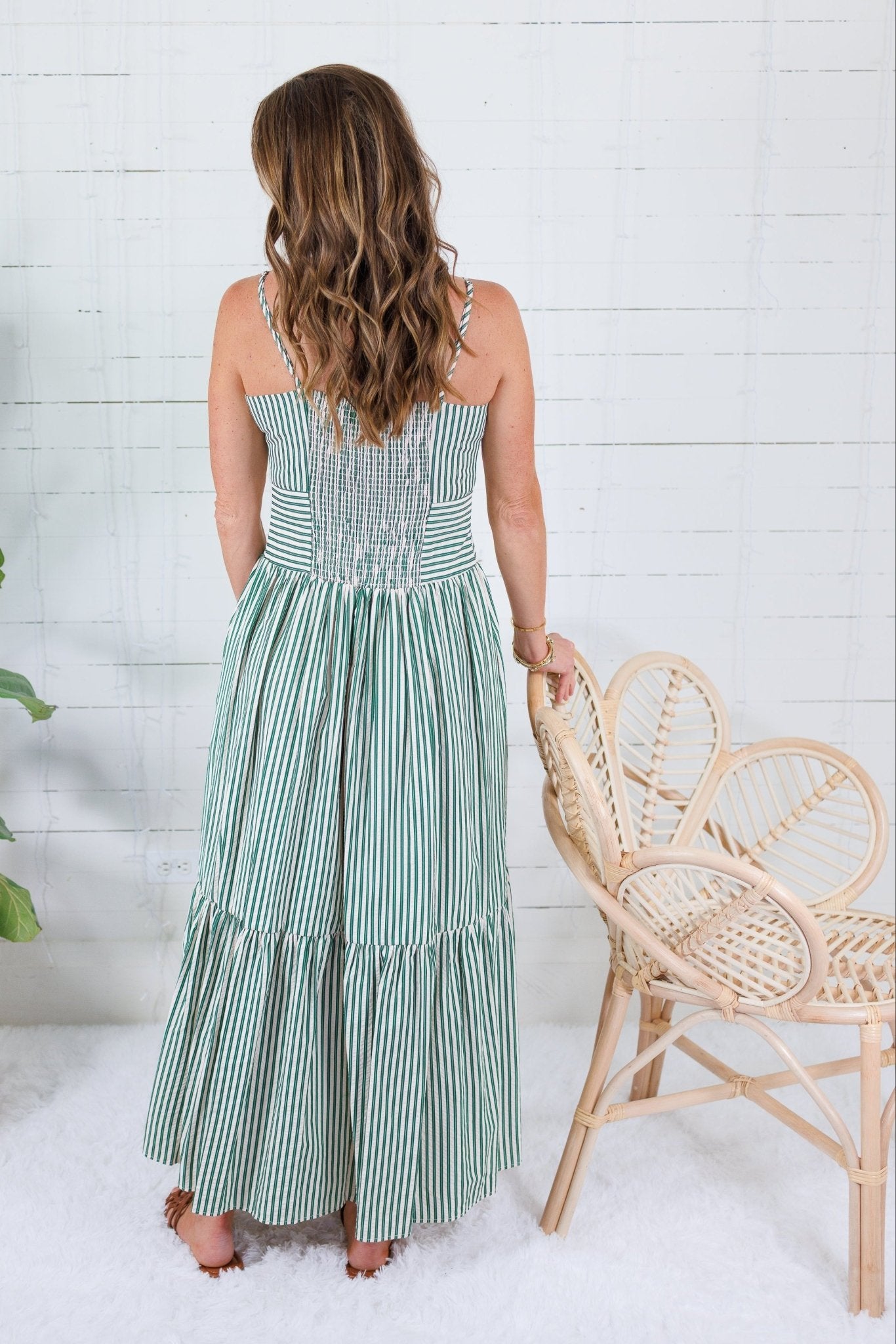 Hinson Green Striped Tiered Maxi Dress THML