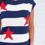 Home of the Brave Sleeveless Sweater Skies are Blue