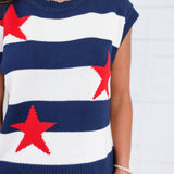 Home of the Brave Sleeveless Sweater Skies are Blue