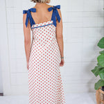 Hoyt Red Dot + Navy Trim Maxi Dress THML