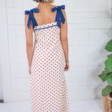 Hoyt Red Dot + Navy Trim Maxi Dress THML