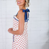 Hoyt Red Dot + Navy Trim Maxi Dress THML