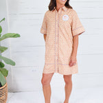 Indie Orange Block Print Mini Dress Strut & Bolt