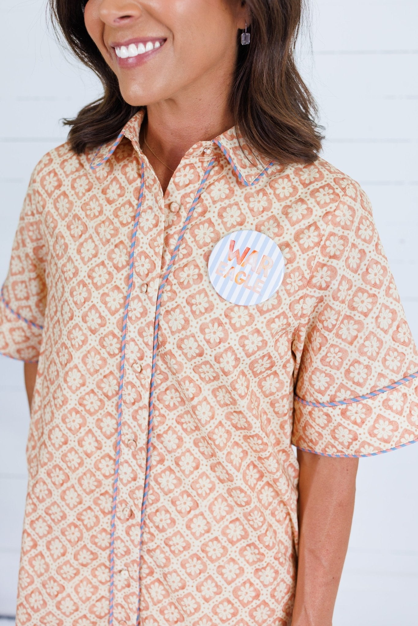 Indie Orange Block Print Mini Dress Strut & Bolt