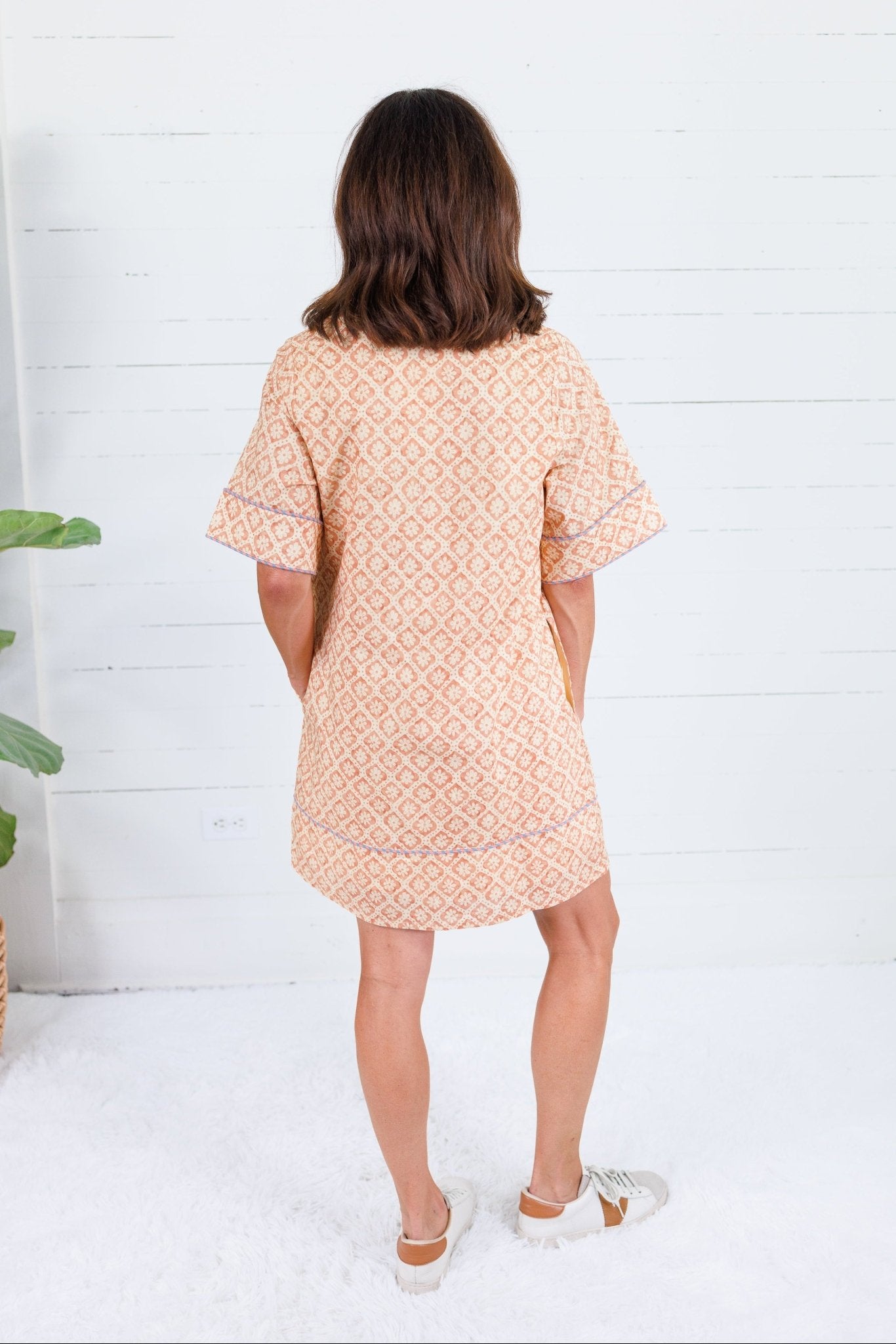 Indie Orange Block Print Mini Dress Strut & Bolt